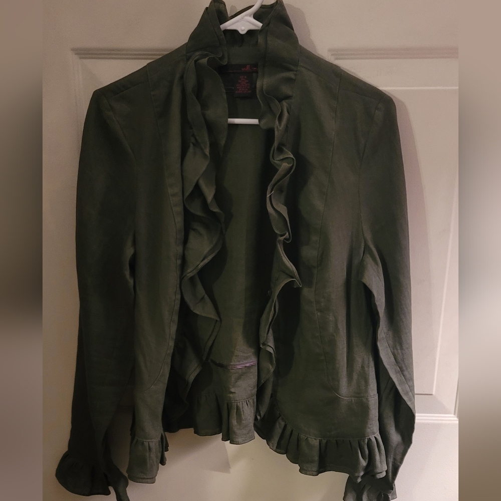Willi Smith NWOT Linen Ruffle Trim Jacket